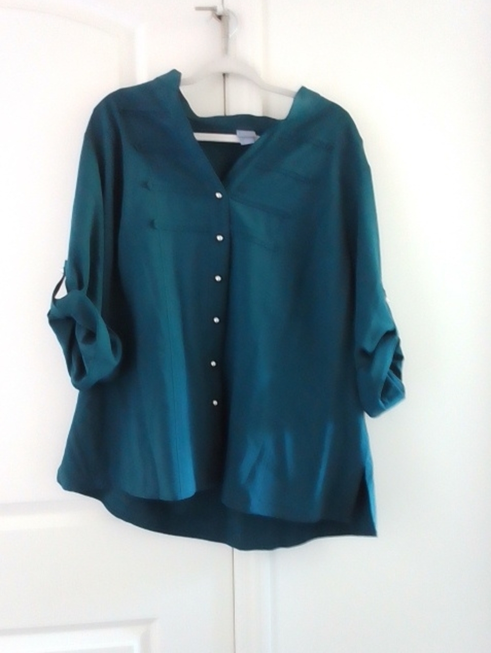 Laura Scott Teal Button-Front Women's Shirt